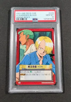 2001 Japanese One Piece CHB A Warrior's Blood H28 PSA 10 GEM MINT Grand 5 Zoro - Image 1
