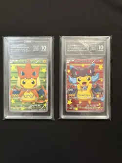 Pokemon 2016 Poncho Pikachu Mega Charizard X and Y Trading Cards TAG 10 GEM MINT - Image 1