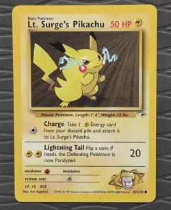 Lt. Surge's Pikachu 081/132 Gym Heroes WotC Pokemon Card - Image 1