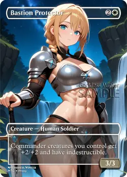 MTG - Bastion Protector - Fanart Borderless Style - EDH / Playtest - Image 1