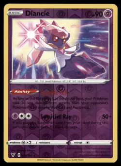 Diancie 079/185 Holo Rare Vivid Voltage Pokemon Reverse Holo Near Mint - Image 1