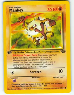 Mankey - 1st Edition - 55/64 Jungle Set - Pokemon TCG - 1999 - Image 1