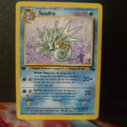Pokemon Fossil Seadra 42/62 — 1st Edition Non-Holo — WOTC 1999 — NEVER PLAYED - Image 1