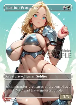 MTG - Bastion Protector - Fanart Borderless Style - EDH / Playtest - Image 1