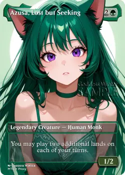 MTG - Azusa, Lost but Seeking - Fanart Borderless Style - EDH / Playtest - Image 1