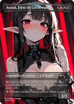 MTG - Ayara, First of Locthwain - Fanart Borderless Style - EDH / Playtest - Image 1