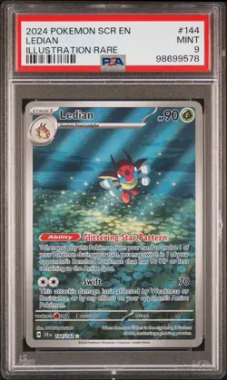 2024 Pokemon Stellar Crown # 144 Ledian Illustration Rare PSA 9 Card MINT! - Image 1