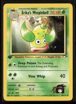 Erika's Weepinbell 49/132 1st Edition Uncommon Gym Heroes Pokemon LP - Image 1