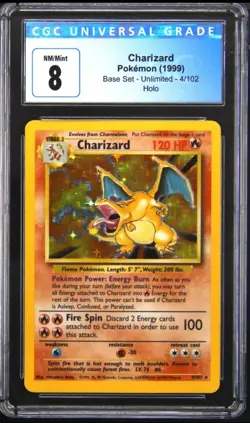 Pokemon Charizard Base Unlimited 4/102 cgc 8 - Image 1