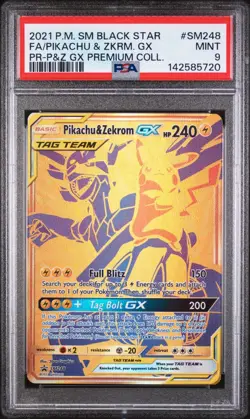 PSA 9 Pikachu & Zekrom GX Tag Team SM248 Promo Sun & Moon Pokemon 2021 #SM248 - Image 1