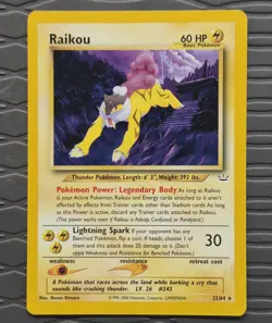 Raikou 22/64 Rare Neo Revelation WotC Pokemon Card - Image 1
