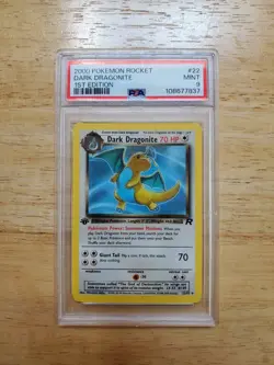 Pokemon PSA 9 MINT 2000 Dark Dragonite 1st Edition Team Rocket Rare Card - Image 1