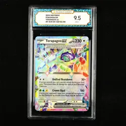 TQG 9.5 MINT+ 2024 Pokemon ENG Terapagos ex #H SCR EN 128/142 RR - Image 1