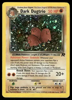 Pokemon Cards Dark Dugtrio 6/82 Team Rocket Holo Rare NM - Image 1