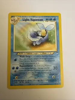 Light Vaporeon #052/105 Neo Destiny Pokemon Uncommon - LP - Image 1