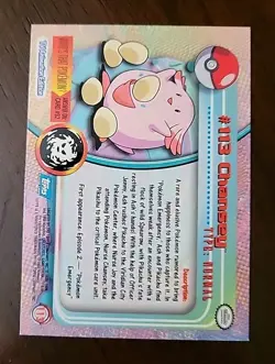 NM! 2000 Topps Pokemon Tv Animation Edition Card #113 Chansey Blue Label - Image 2