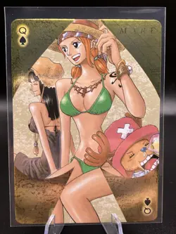 Nami Robin Chopper One Piece Golden Playing Card Spades Q Jump Festa 2024 - Image 1