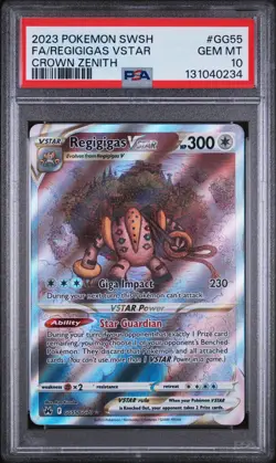 2023 POKEMON SWORD & SHIELD CROWN ZENITH #GG55 FULL ART/REGIGIGAS VSTAR PSA 10 - Image 1