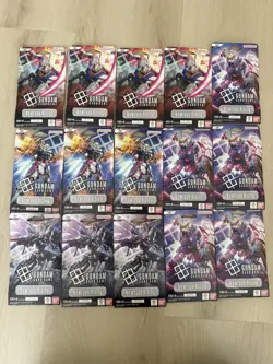 Newtype Rising Gundam Card Game Blister Pack Boosters GD01 Sleeved Packs 15 LOT - Image 1