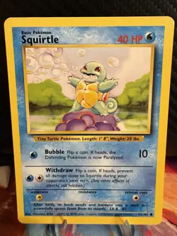 Pokemon Base Set Unlimited Squirtle 63/102 Common WOTC LP Vintage - Image 1