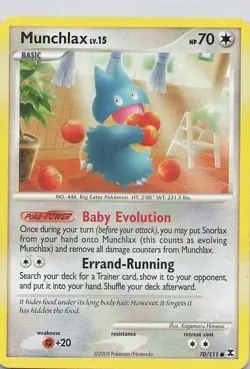 Munchlax 70/111 Regular Common MP - Rising Rivals 2009 - Pokemon TCG - Image 1