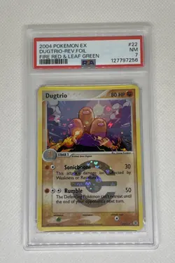 2004 Fire Red & Leaf Green Pokemon EX Dugtrio #22 Reverse Holo PSA 7 MINT - Image 1