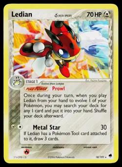 Ledian 18/101 Rare Dragon Frontiers Pokemon Lightly Played - Image 1