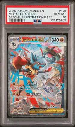 2025 POKEMON MEG EN-MEGA EVOLUTION #179 MEGA LUCARIO EX PSA 10 - Image 1