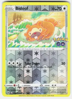 Bidoof (Peelable Ditto) 059/078 Holo Common Pokemon GO Pokemon Reverse Holo LP - Image 2