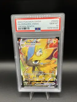 2023 POKEMON SWORD & SHIELD CROWN ZENITH #GG42 FULL ART/ZERAORA VMAX PSA 10 - Image 1