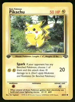 Pokemon Cards Pikachu 60/64 1st Edition Jungle Common NM - Image 1