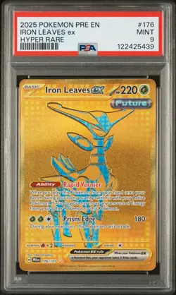 Iron Leaves Ex Hyper Rare Pokemon Pre En-Prismatic Evolutions 176 NM PSA 9 - Image 1