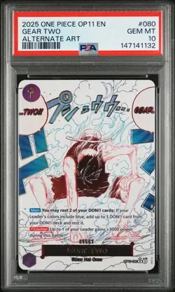 2025 One Piece Op11-A Fist Of Divine Speed Gear Two Alternate Art PSA 10 #080 - Image 1