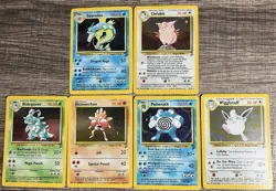 1999-2000 Pokemon - 7 Card Holo Lot - Gyarados Clefable Poliwrath Wigglycuff - Image 1