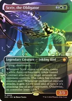 NM Borderless Foil Scriv, the Obligator, MTG, Strixhaven Commander, Magic, 9 - Image 1