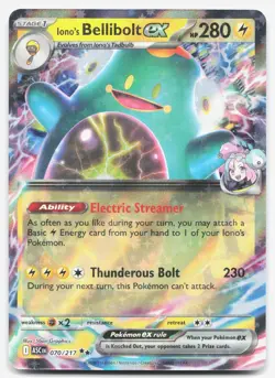 Iono's Bellibolt ex 070/217 Double Rare ME: Ascended Heroes Pokemon NM - Image 1