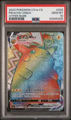 Pokemon TCG S-Chinese Pikachu VMAX 202/135 CS1aC HR Rainbow Art Holo PSA 10 - Image 1