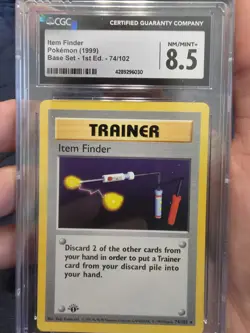 Pokemon TCG Item Finder 74/102 Shadowless 1st Edition Base Set Rare CGC 8.5 - Image 1