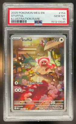 Stufful 2025 Pokemon Mega Evolution #154/132 Illustration Rare PSA 10 - Image 1
