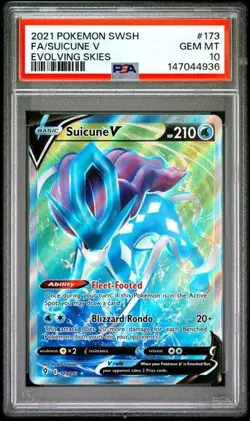 PSA 10 2021 POKEMON SWORD & SHIELD EVOLVING SKIES 173 FULL ART/SUICUNE V - Image 1