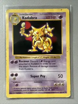 Kadabra 032/102 Uncommon Base Set (Shadowless) Pokemon Card LP - Image 1