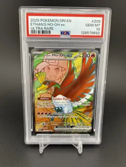 2025 POKEMON DRI EN-DESTINED RIVALS ULTRA RARE #209 ETHAN'S HO-OH EX PSA 10 - Image 1