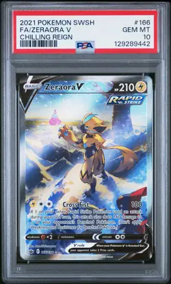 2021 POKEMON SWORD & SHIELD CHILLING REIGN #166 FULL ART/ZERAORA V PSA 10 - Image 1