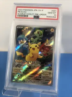PSA 10 Scarlet Violet Pikachu Japanese Promo Pokemon Card 001/SV-P Cert#001 - Image 1