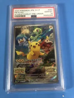 PSA 10 Scarlet Violet Pikachu Japanese Promo Pokemon Card 001/SV-P Cert#001 - Image 3