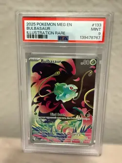 2025 Pokemon Bulbasaur 133/132 Illustration Rare Holo PSA 9 💎 Mega Evolution IR - Image 1