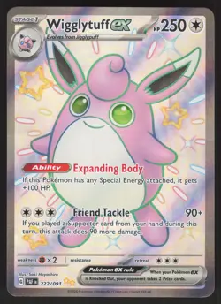 Wigglytuff ex 222/091 Shiny Rare Pokemon TCG Paldean Fates NM - Image 1