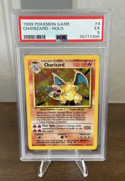 Pokemon TCG 1999 Base Set Charizard 4/102 Holo Rare PSA #5 - Image 2