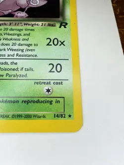 Pokemon Dark Weezing 14/82 Holo Team Rocket 2000 Vintage WOTC LP+ - Image 2