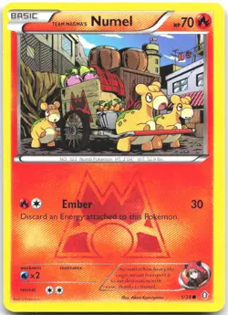 Team Magma's Numel 1/34 Common Double Crisis Pokemon Near Mint - Image 1